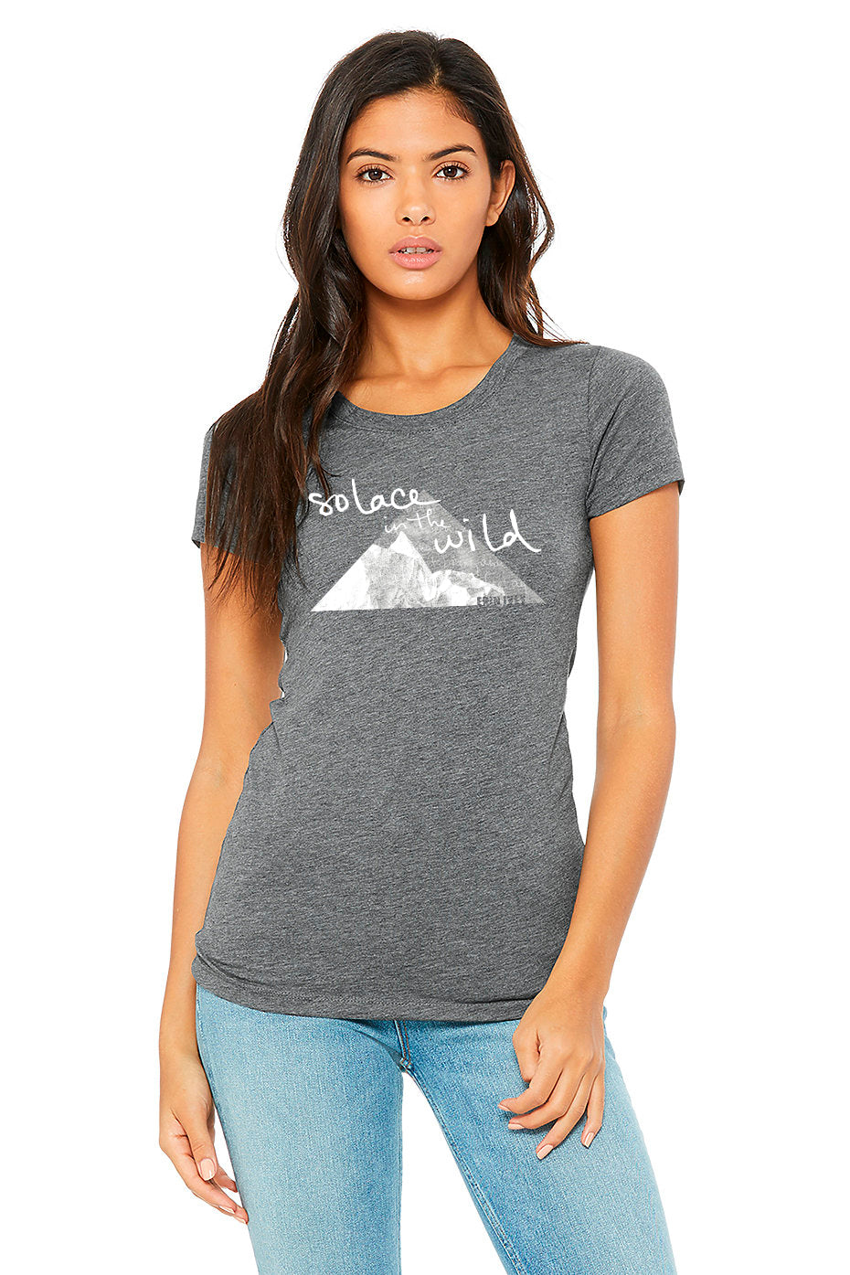 Solace in the Wild ladies gray tshirt front design