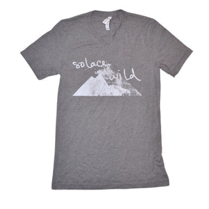 Solace in the Wild unisex gray v neck t-shirt front